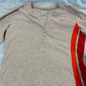 Nike Gray 3/4 Sleeve Shirt‎ with orange Stripe Size large